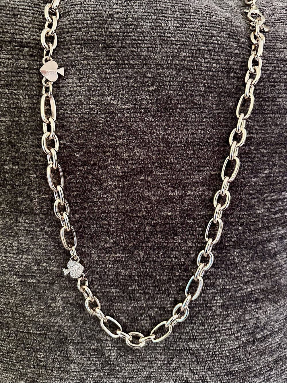 Authentic Kate Spade New York "Spot The Spade" Metal Scatter Chain Necklace